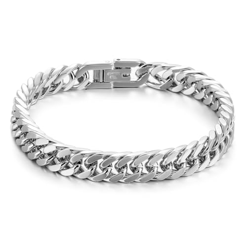 AFSTALR Silber Armband Herren Edelstahl Armbänder Panzerkette 12mm Breite Glatt Kubanische Cuban Armreif Men's Bracelets Schmuck Jewellery Geschenk für Männer Jungen 18cm AFSTALR Silber Armband Herren Edelstahl Armbänder Panzerkette 12mm Breite Glatt Kubanische Cuban Armreif Men's Bracelets Schmuck Jewellery Geschenk für Männer Jungen 18cm von AFSTALR