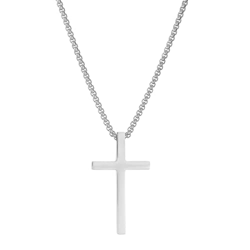 AFSTALR Silber Kreuz Kette Herren Kette mit Kreuz Anhänger Halskette Religiös Schmuck für Herren von AFSTALR