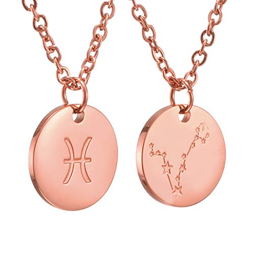 AFSTALR Sternzeichen Kette Fische Rosegold für Damen Horoskop Kette Mutter Tochter Freunde Geburtstagsgeschenk von AFSTALR