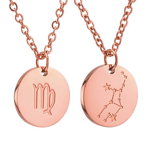 AFSTALR Sternzeichen Kette Jungfrau Rosegold für Damen Horoskop Kette Mutter Tochter Freunde Geburtstagsgeschenk von AFSTALR