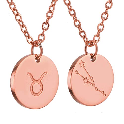 AFSTALR Sternzeichen Kette Stier Rosegold für Damen Horoskop Kette Mutter Tochter Freunde Geburtstagsgeschenk von AFSTALR