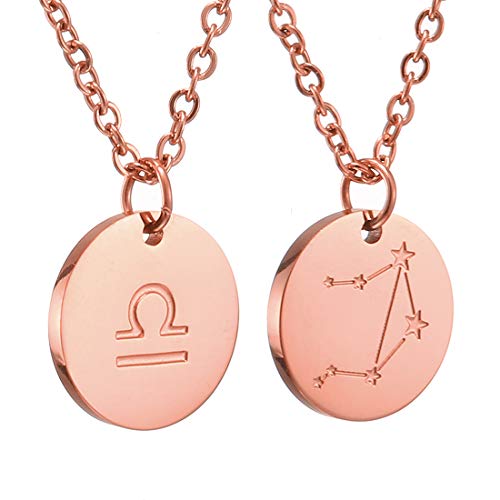 AFSTALR Sternzeichen Kette Waage Rosegold für Damen Horoskop Kette Mutter Tochter Freunde Geburtstagsgeschenk von AFSTALR