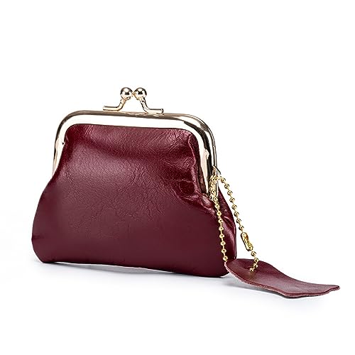 AGALUS Kleine Clip Zero Wallet Damen Ölwachs Münztasche Aufbewahrungstasche,Farbe1 von AGALUS