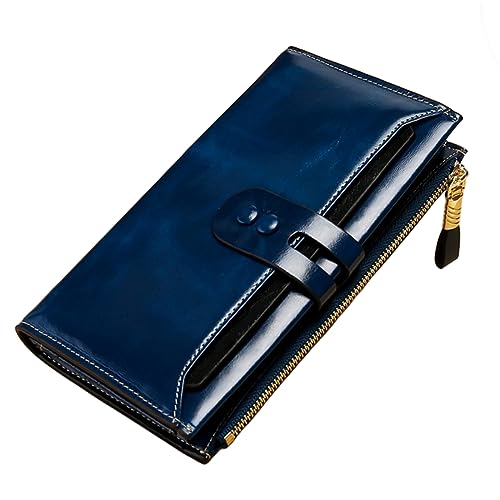 AGALUS PU Damen Geldbörse Multi Card Retro Öl Wachs Leder Geldbörse Lange RFID Anti Diebstahl Bürste Handtasche,Farbe4 von AGALUS