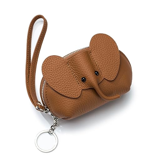 AGALUS Tasche Kreative Kartentasche Echtes Leder Elefant Null Brieftasche Damen Kleine Handtasche Münztasche,Farbe5 von AGALUS