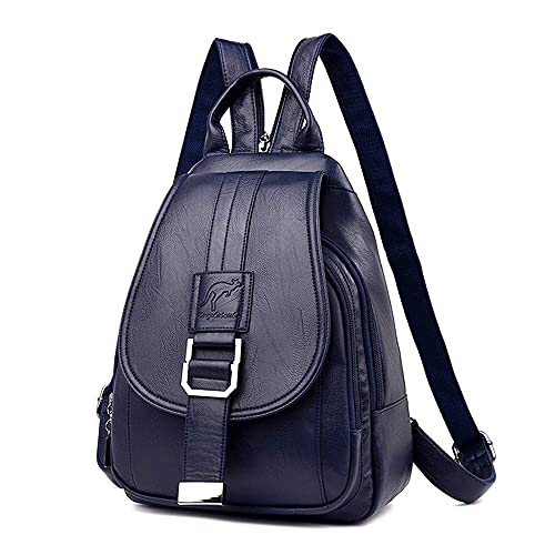 AGDLLYD Damen Rucksack Leder - Daypack Schule Lässiger Rucksack 2 in 1 als Rucksack und Schultertasche, Backpack Leichte, Große Kapazität, mehrere Taschen und Mode für Arbeit Schule und Reise (Blau) von AGDLLYD