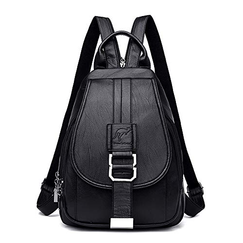 AGDLLYD Damen Rucksack Leder - 2 in 1 Daypack und Schultertasche für Schule, Arbeit und Reise - Große Kapazität, Mehrere Taschen, Leicht und Modisch (Schwarz) von AGDLLYD