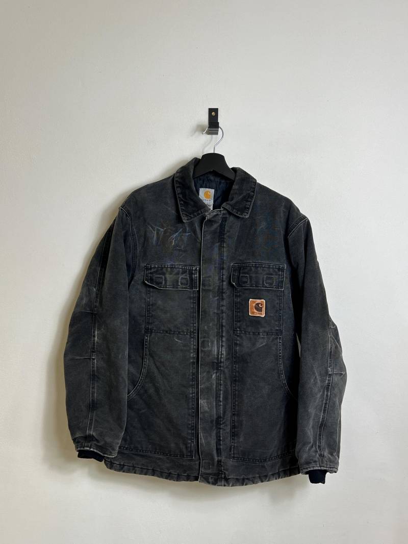 Carhartt Arctic Coat M Black Washed Denim Workwear Jacket Y2K Made in Mexico von AGEDvntg