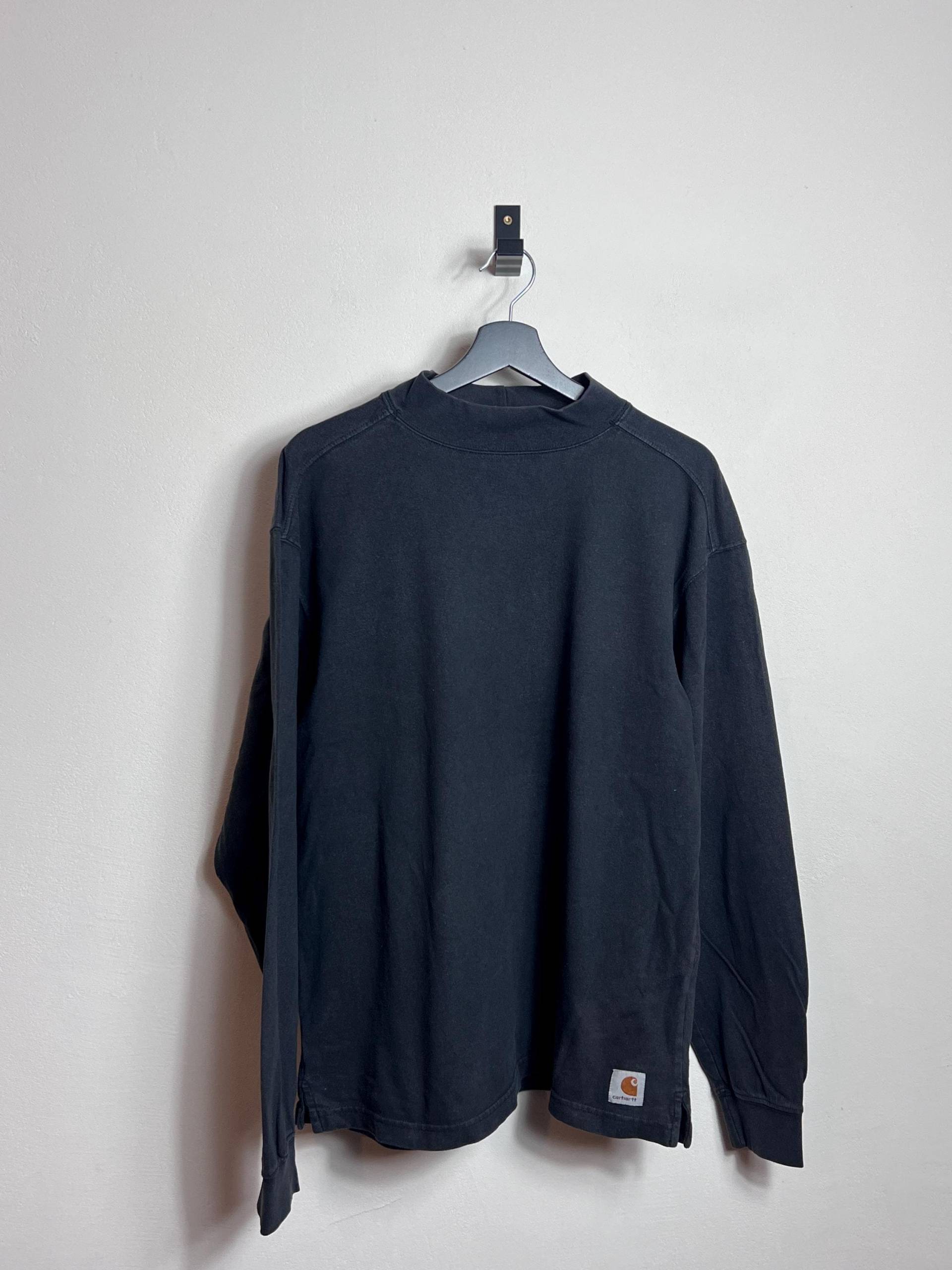 Carhartt Mockneck Sweater L Black Sun Faded Longsleeve T Shirt Workwear von AGEDvntg