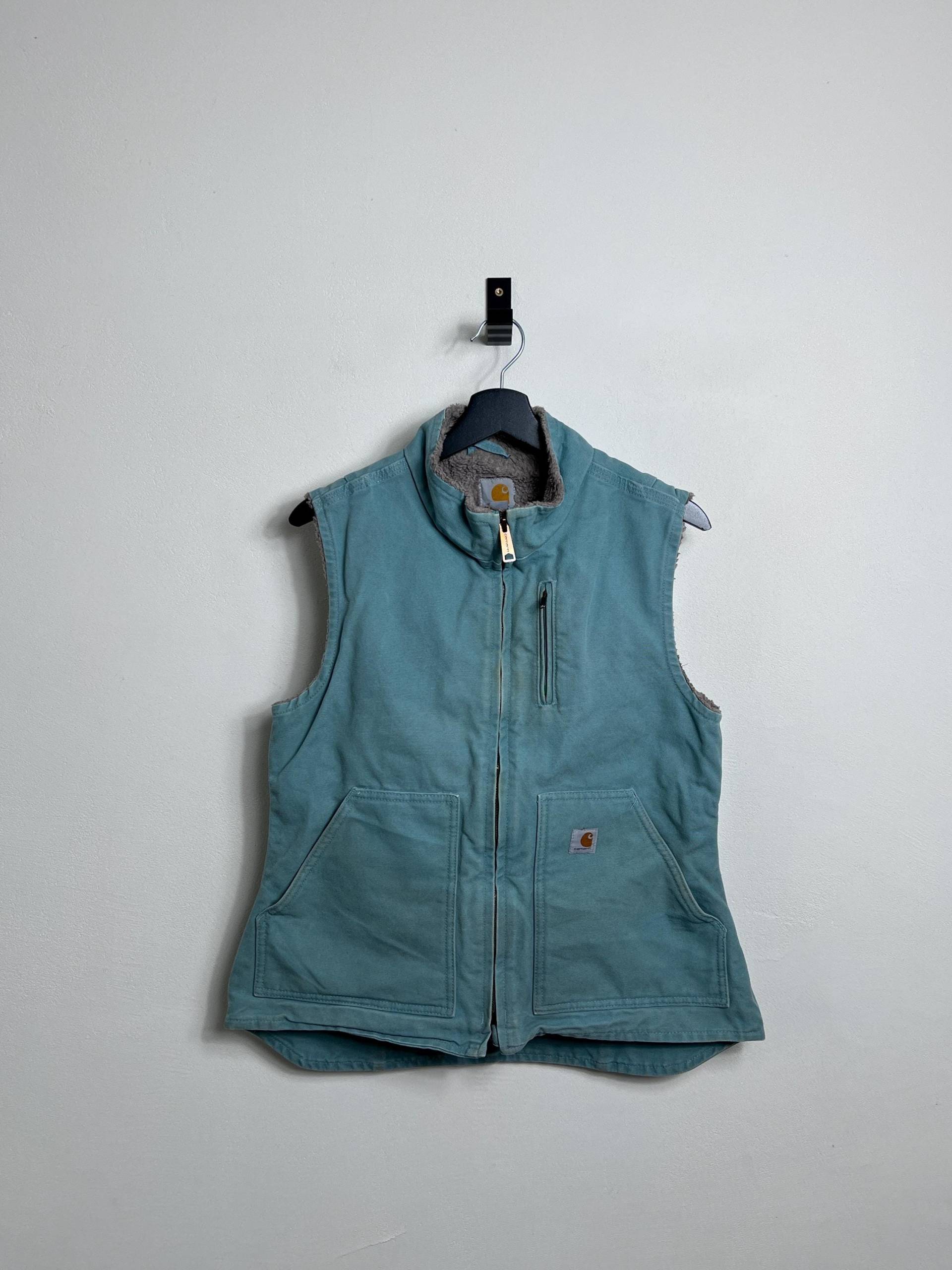 Carhartt W' Women Vest S Aqua Green Turquoise Sherpa Lined Workwear Gilet Denim von AGEDvntg