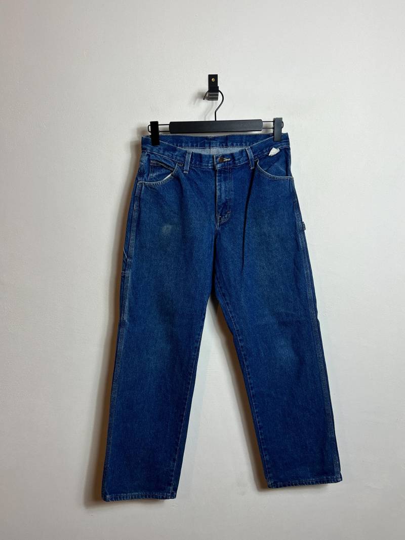 Dickies Carpenter S 30 Dark Navy Blue Denim Workwear Pants Single Knee Skate von AGEDvntg