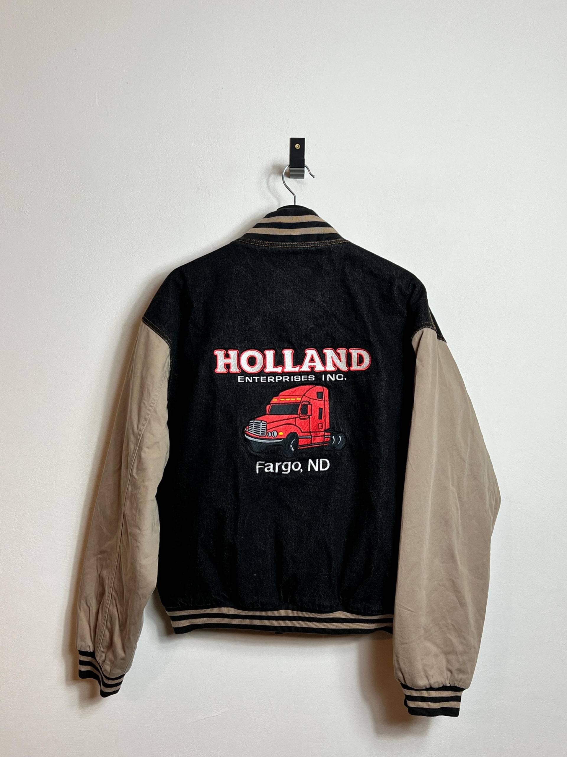 Trucker Varsity Jacket M Black Denim Fargo Holland Enterprises Inc Trucker Varsity Jacket M Black Denim Fargo Holland Enterprises Inc von AGEDvntg