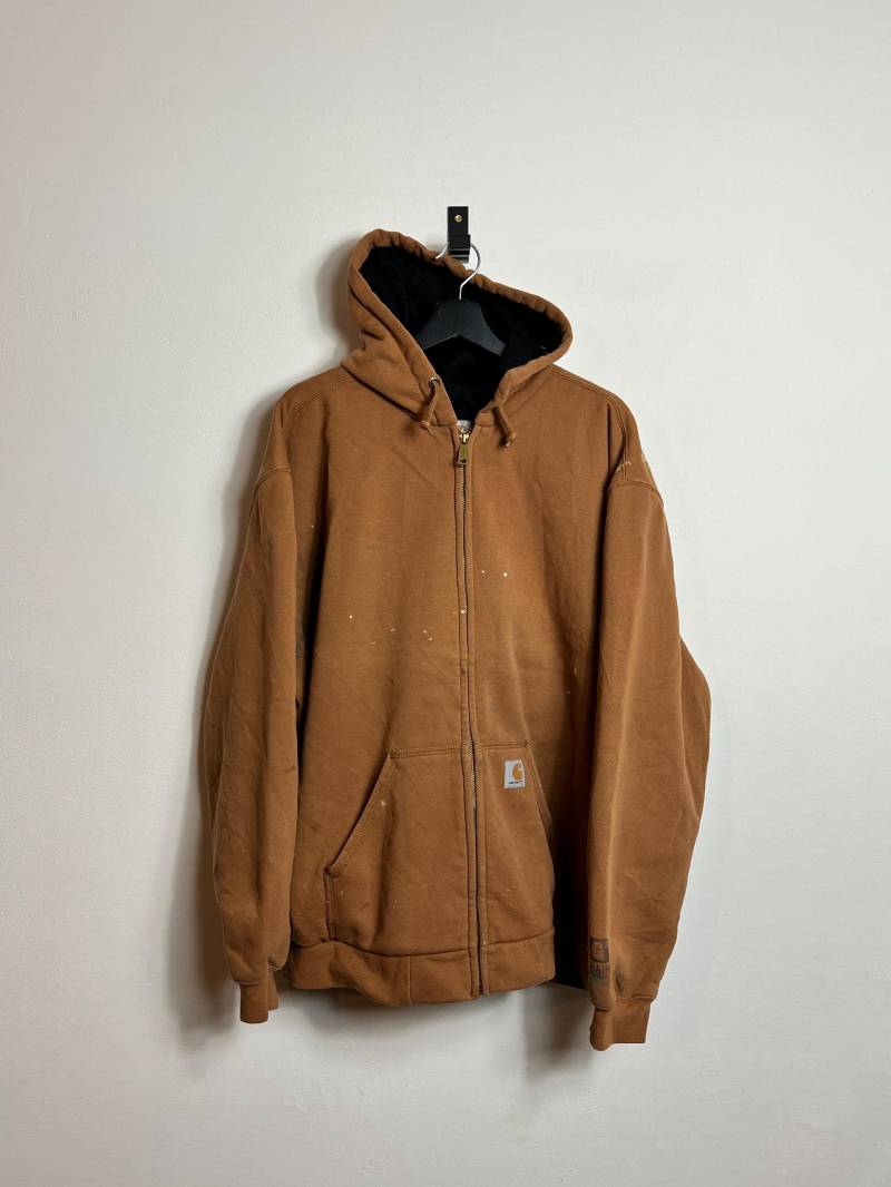 Vintage Carhartt Hooded Zip Jacket Xl Xxl Brown Paintsplatter Lined Sweater Made in Mexico Y2K Vintage Carhartt Hooded Zip Jacket Xl Xxl Brown Paintsplatter Lined Sweater Made in Mexico Y2K von AGEDvntg