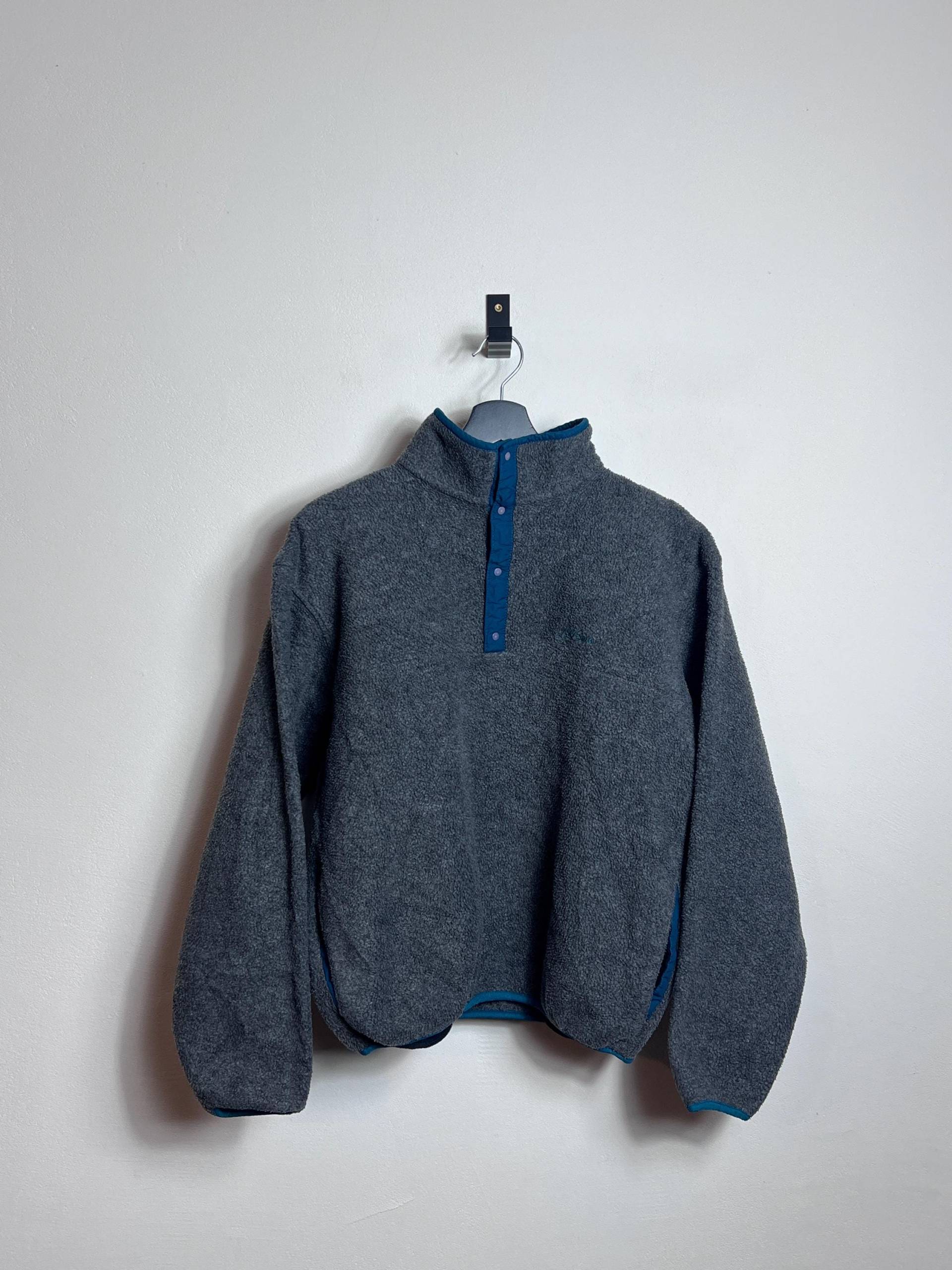 Vintage L.l.bean Fleece S Grey Aqua Snap T Pullover 90S von AGEDvntg