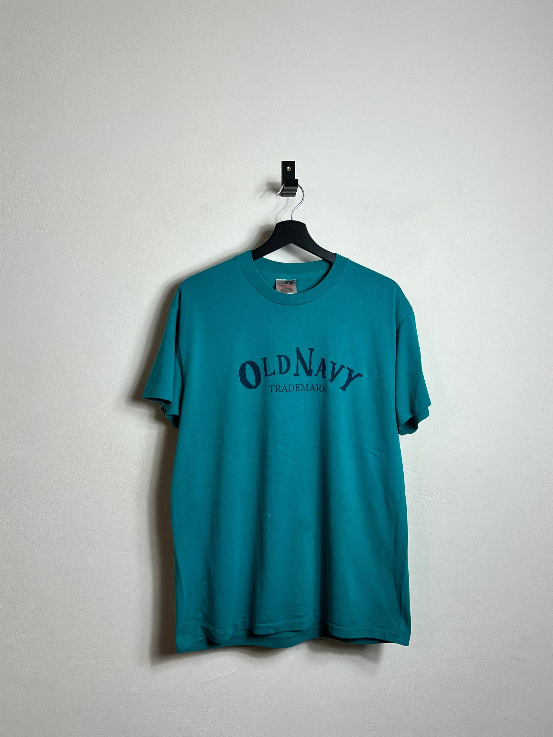 Vintage Old Navy T Shirt Aqua Green M Single Stitch 90S Printed On Oneita von AGEDvntg