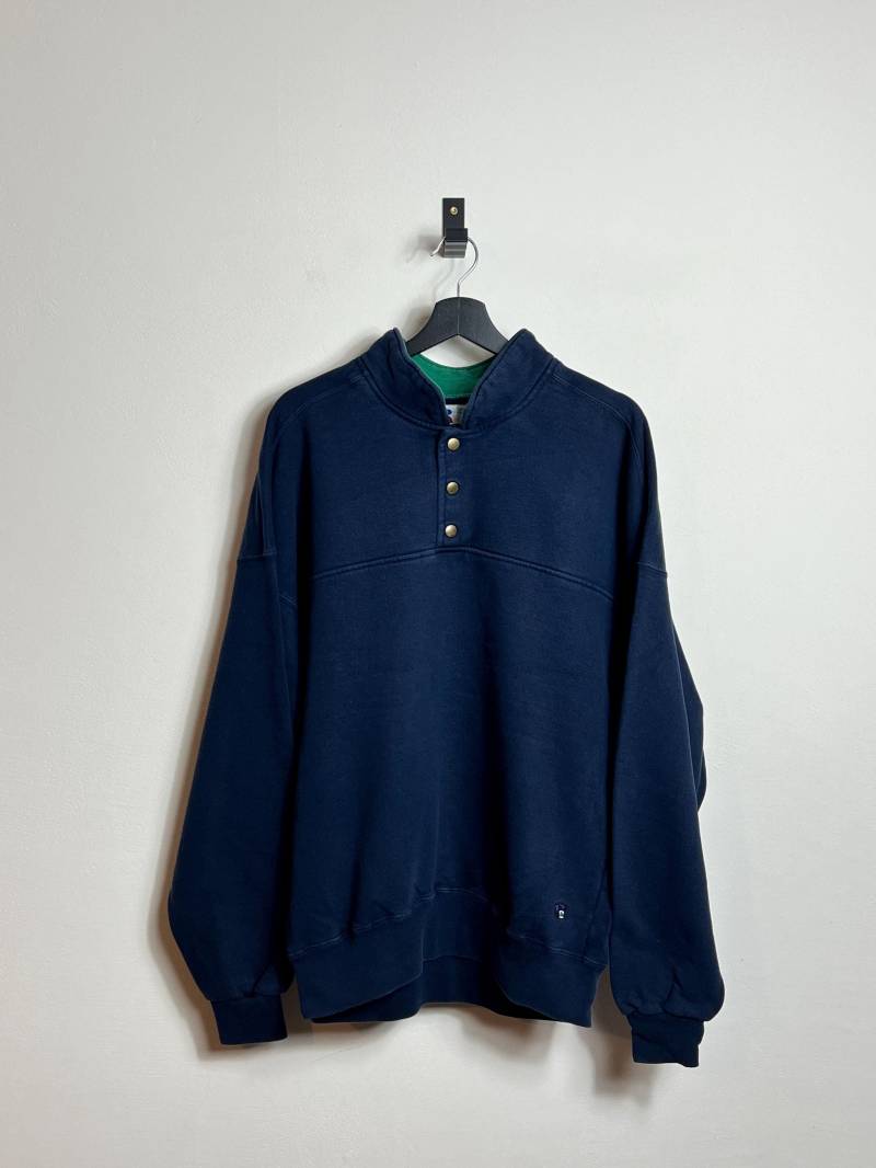 Vintage Russell Athletic Sweater L Navy Blue 90S Made in Usa Quarter Snap T von AGEDvntg