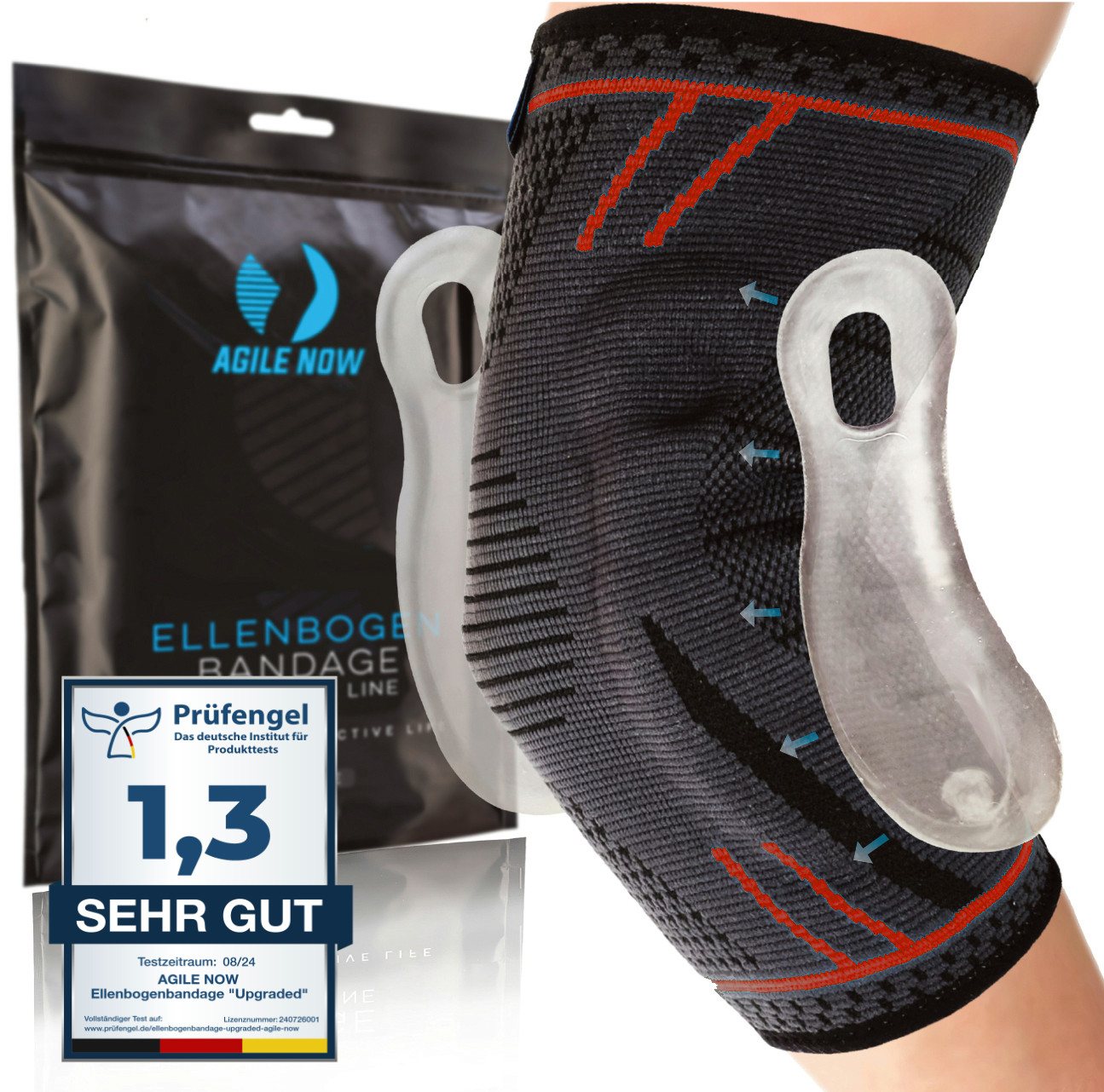 AGILE NOW Ellenbogenbandage Ellenbogenbandagen (Hochwertige Ellenbogenbandage Tennisarm, Ellenbogen Bandage), Atmungsaktiv & Rutschfest von AGILE NOW