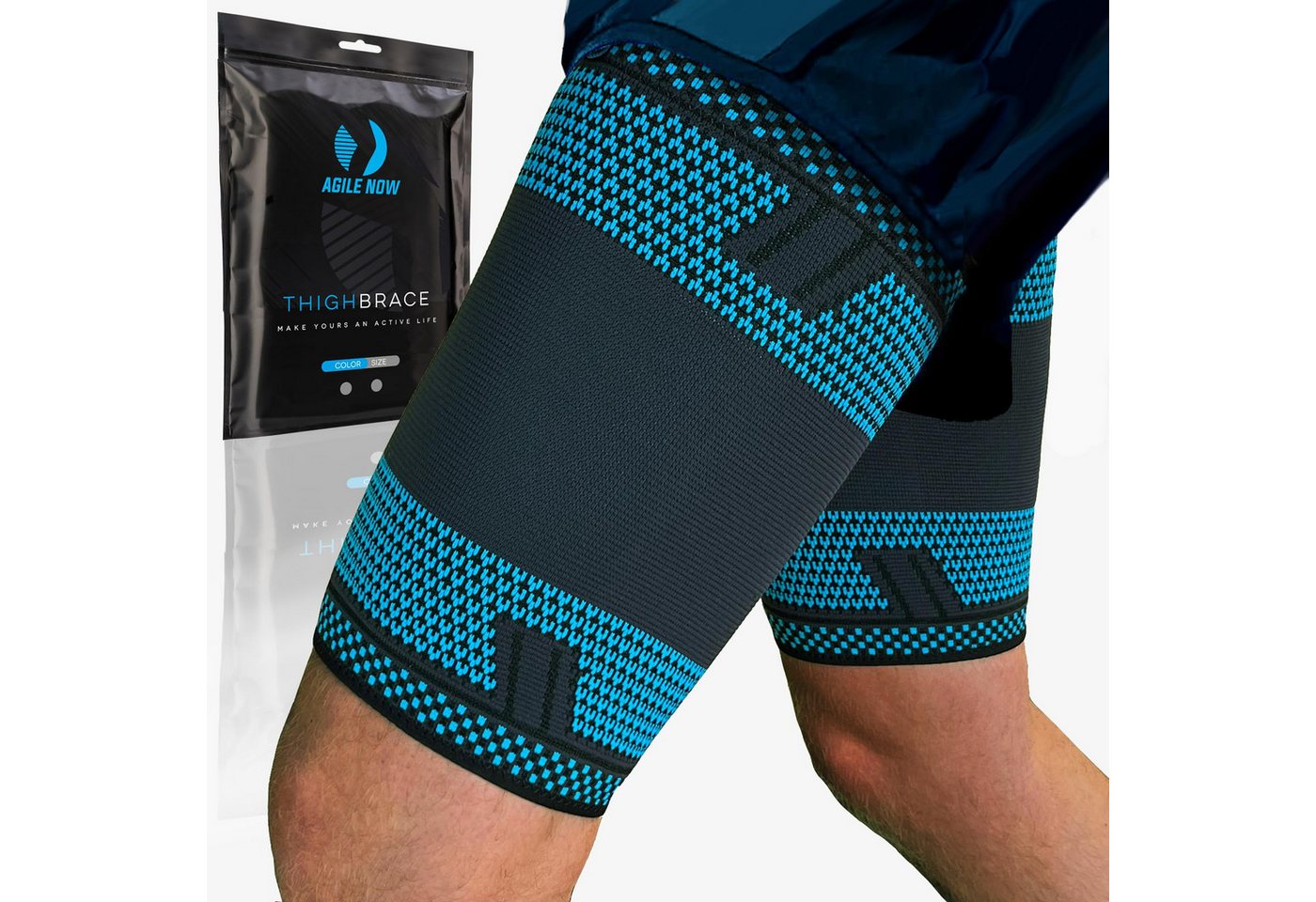 AGILE NOW Oberschenkelbandage Oberschenkel Kompression Stabilisator (Hochwertige Oberschenkelbandagen), Rutschfeste Oberschenkelbandage für Männer & Damen (2 Stück) von AGILE NOW