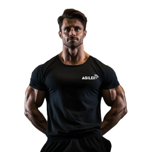 AGILEX Sport T-Shirt Herren Kurzarm atmungsaktiv schnelltrocknend für Running Fitness Gym (as3, Alpha, s, Regular, Regular) von AGILEX