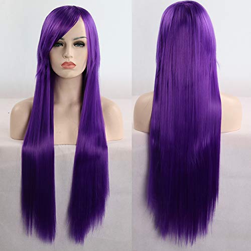 Jiaxu Perücken 80cm Cartoon cos Perücken Cosplay Cosplay Halloween Farbe langer gerades Haar realistisch und natürliches Perücken Perücken für Mädchen (Größe : Purple) von AGIPS