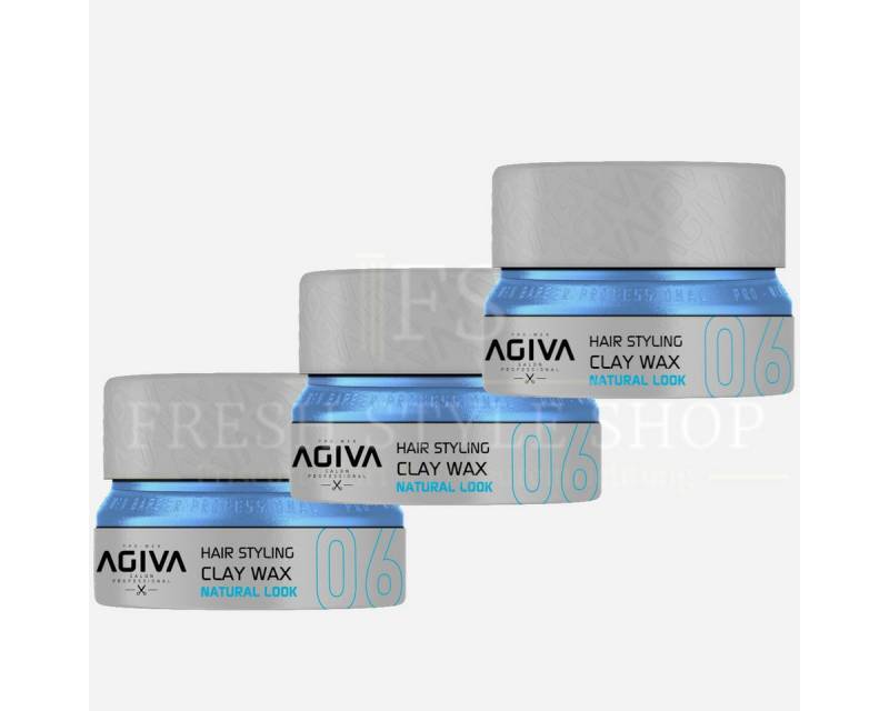 AGIVA Professional Haarwachs 3x Haarwachs Haar Wax 155ml 06 Clay Natural Look, 3-tlg. von AGIVA Professional