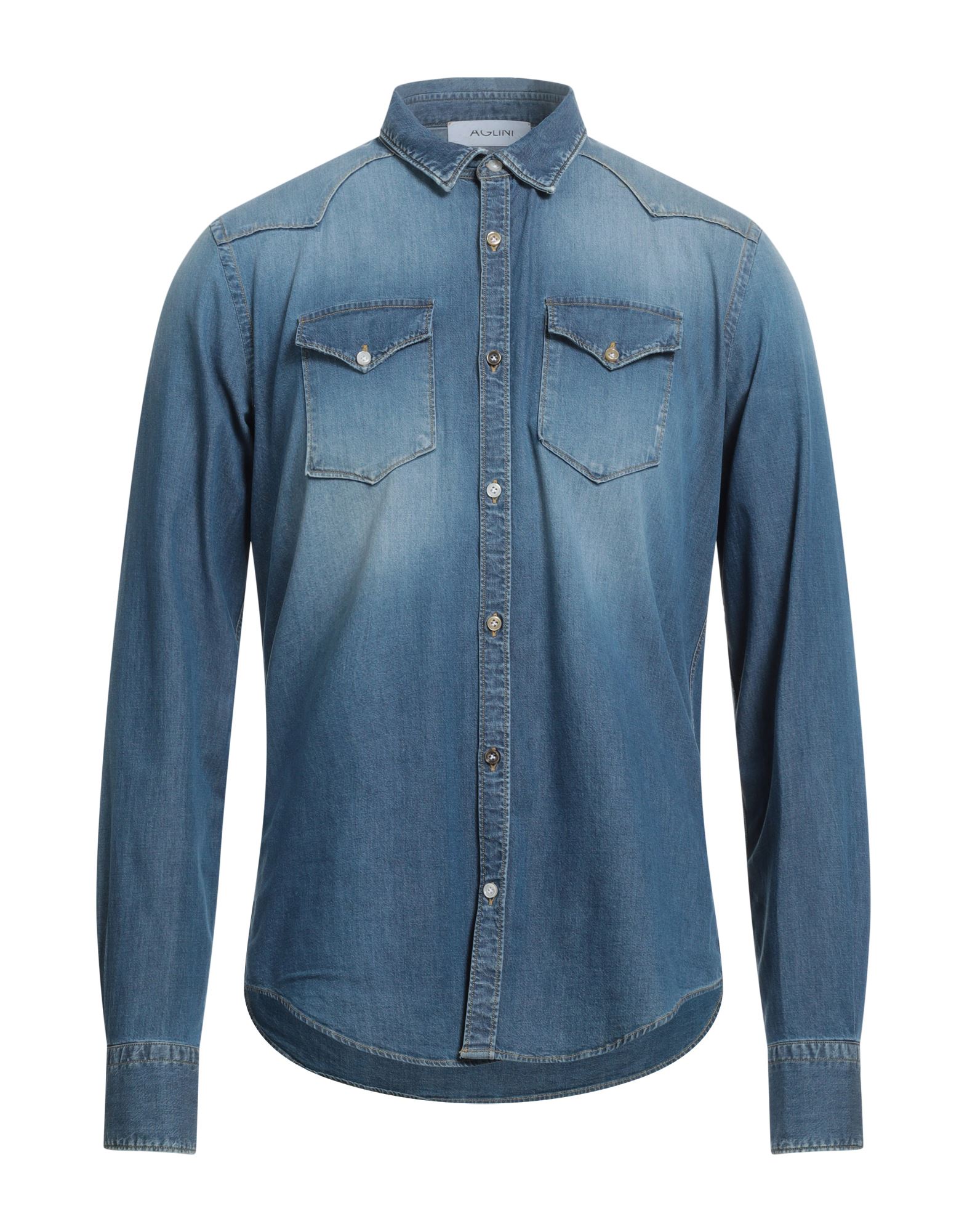 AGLINI Jeanshemd Herren Blau von AGLINI