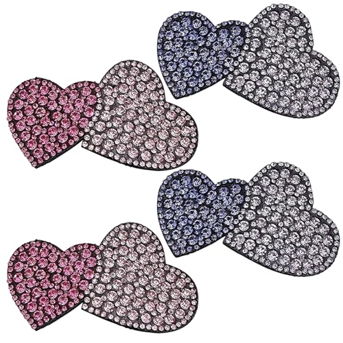 AGLOO 4 Stück Herz-Haarspangen – Strass-Herz-Haarnadeln – Haarschmuck für Damen und Mädchen – glitzernde Alligator-Haarspangen und Haarspangen von AGLOO