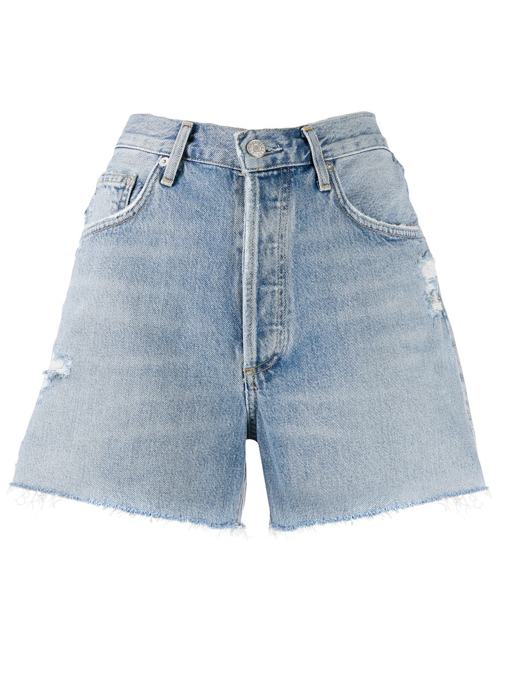 AGOLDE Jeans-Shorts im Distressed-Look - Blau von AGOLDE