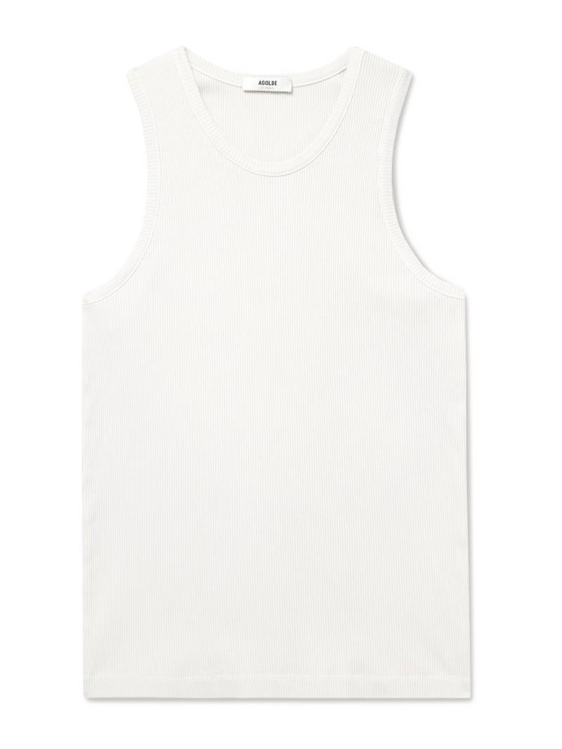 AGOLDE - Viggo Ribbed Stretch Organic Cotton and TENCEL™ Lyocell-Blend Tank Top - Men - Neutrals - L von AGOLDE