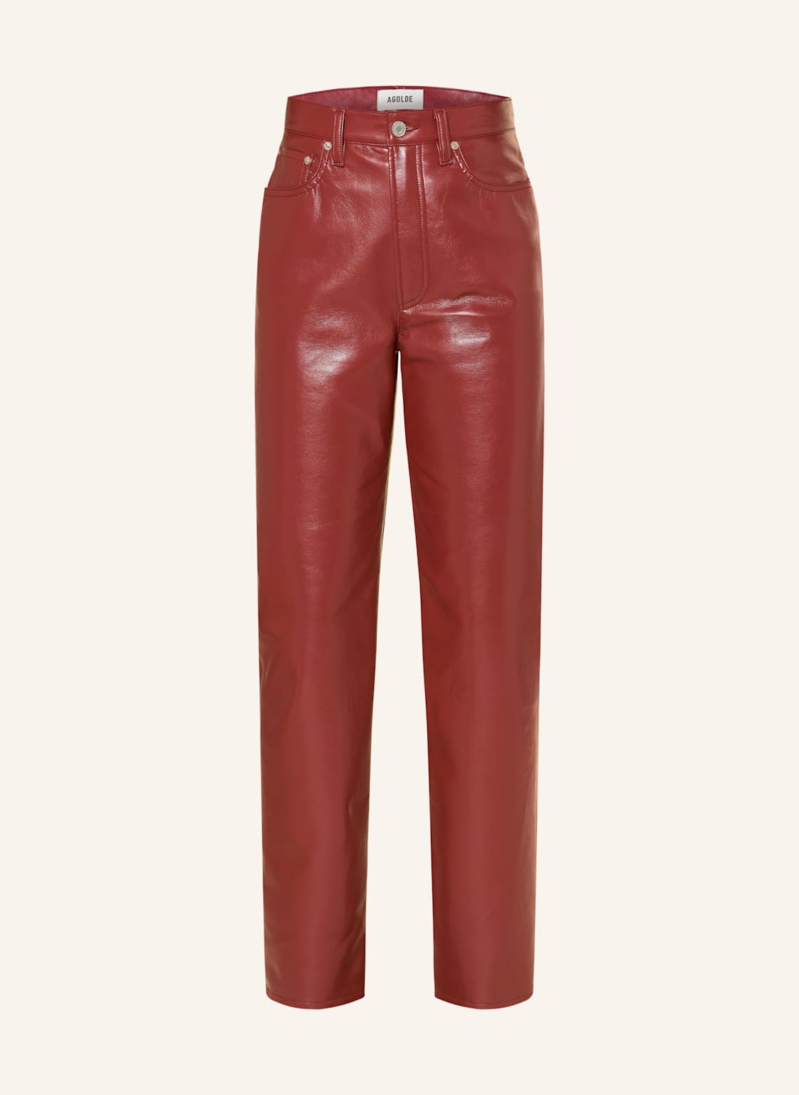 Agolde Hose In Lederoptik 90's Pinch Waist rot von AGOLDE