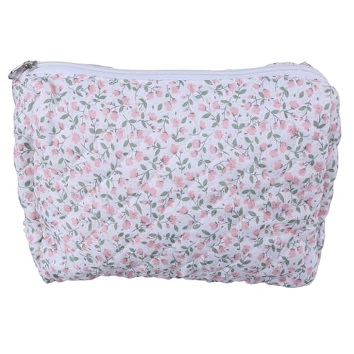 Gesteppte Make Up Tasche Für Damen Blumenmuster Reise Kulturbeutel Großer Aufbewahrungsorganisator Geeignet Für Verschiedene Anlässe von AGONEIR
