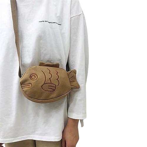 Niedliche Fisch Schultertaschen Aus Segeltuch Umhängetasche Gürteltasche Outdoor Sport Hüfttasche Geldbörse Handytasche Für Studenten Handytasche Für Studenten Reisen Kleine Tasche von AGONEIR