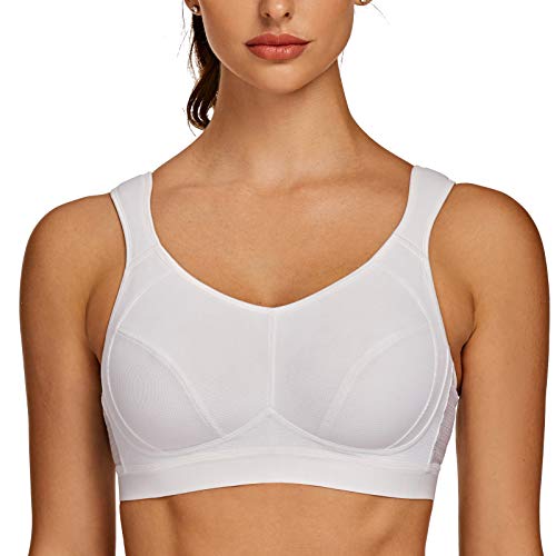 AGONVIN Damen Sport BH Starker Halt Große Brüste Acvive High Support Lauf Fitness Yoga Bra Weiß 100B von AGONVIN