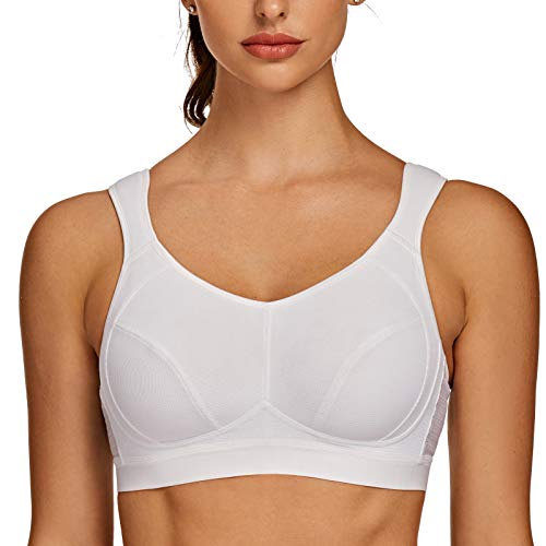 AGONVIN Damen Sport BH Starker Halt Große Brüste Acvive High Support Lauf Fitness Yoga Bra Weiß 100E von AGONVIN