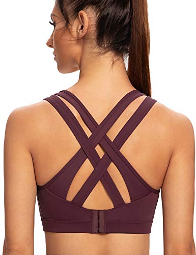 AGONVIN Damen Starker Halt Gepolstert Große Brüste Joggen Ohne Bügel Sport BH Hellviolett XXL von AGONVIN