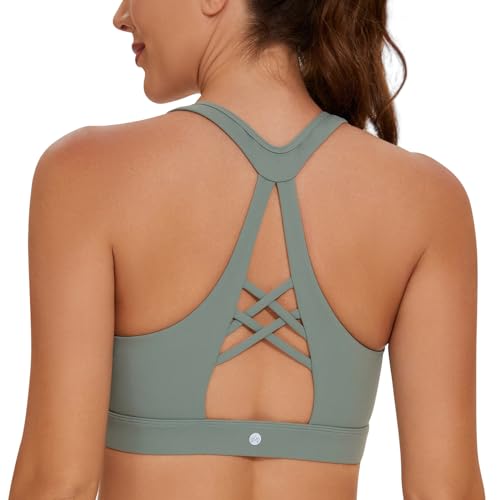AGONVIN Sexy Träger-Sport-BH mit Ausschnitt und Schnürung am Rücken für Damen Matcha-Grün XS von AGONVIN
