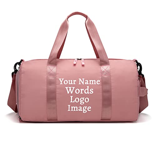 Personalisiert Sport Tasche Schwimmtasche Trainingstasche Reisetasche Travel Bag Yoga Strand mit Name Logo Bild Fach für trockene, nasse Taschenschuhe Damen Herren von AGOWOO