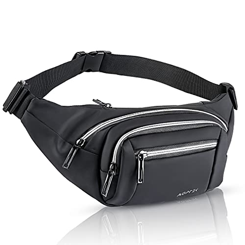 AGPTEK Bauchtasche Sport Herren Damen Hüfttasche Wasserdicht mit reflektierendem Band, Reißverschluss, 5 Taschen, großes Fassungsvermögen, Verstellbarer Laufgürtel für Outdoor, Wandern, Urlaub, von AGPTEK