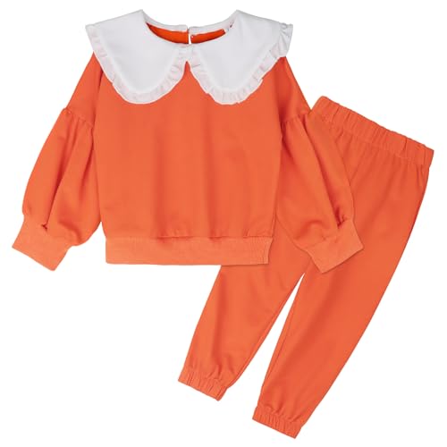 AGQT Baby Mädchen Sweatshirt Set Langarm Top + Hose Zweiteiler Babykleidung Kleinkind Herbst Winter Warme Outfit Orange 4-5 Jahre von AGQT