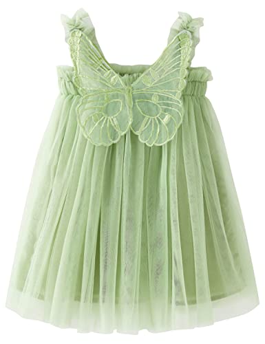 AGQT Baby Mädchen Tüll Kleid Ärmellos Schmetterling Prinzessin Tutu Kleid Sommer Strandkleider Hochzeit Geburtstag Partykleid Taufkleid Fruchtgrün Größe 6-12 Monate von AGQT