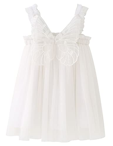 AGQT Baby Mädchen Tüll Kleid Ärmellos Schmetterling Prinzessin Tutu Kleid Sommer Strandkleider Hochzeit Geburtstag Partykleid Taufkleid Weiß Größe 12-18 Monate von AGQT