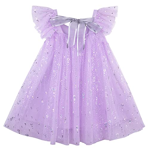 AGQT Baby Mädchen Tüll Kleid Pailletten Tutu Kleid Hellviolett-silberner mehrfarbiger Hohlkreis 12-24 Monate von AGQT