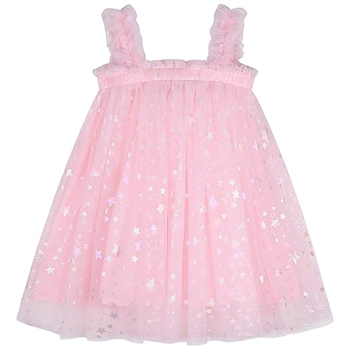 AGQT Baby Mädchen Tüll Tutu Kleid Prinzessin Kleid Mädchen Festliche Geburtstag Partykleid Pailletten Rosa-Leerer Einfarbiger Mehrfarbiger SternGröße 12-18 Monate von AGQT