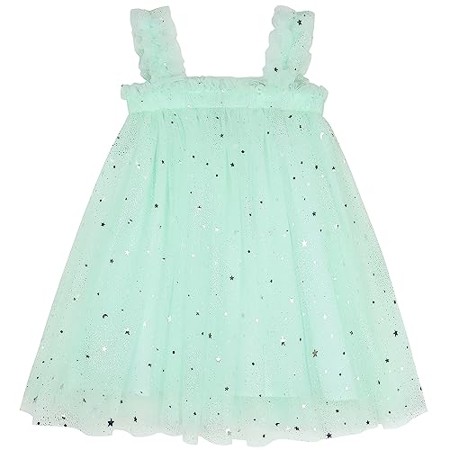 AGQT Baby Mädchen Tüllkleid Ärmellos Tutu Kleid Festliche Hochzeits Geburtstag Partykleid Pailletten Fruchtgrün-Stern-Mondpunkt Größe 6-12 Monate von AGQT