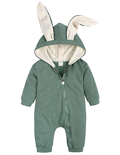 AGQT Baby Oster Outfit, niedlicher Kaninchen-Oster-Overall, Strampler mit Kapuze, für Jungen und Mädchen, Grün, 6–12 Monate von AGQT