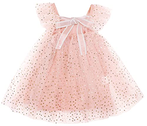 AGQT Baby Tüll Kleid Mädchen,Blumenmädchen Kleid Hochzeit Geburtstag Party Pailletten Tutu Kleid Rosa 2-3 Jahr von AGQT