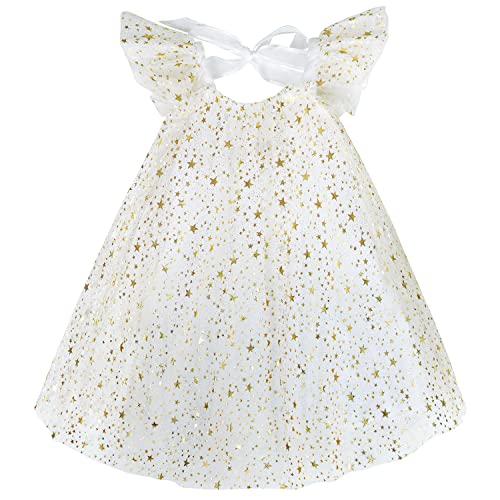 AGQT Baby Tüll Kleid Mädchen,Blumenmädchen Kleid Hochzeit Geburtstag Party Pailletten Tutu Kleid Weiße Bottom-Little-Sterne 2-3 Jahr von AGQT