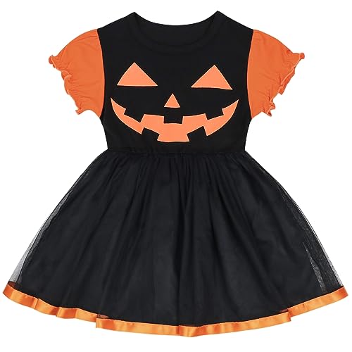 AGQT Halloween Baby Mädchen Kürbis Tutu Tüll Kleid Prinzessin Kleinkind Kleider Outfits Schwarz 12-24 Monate von AGQT