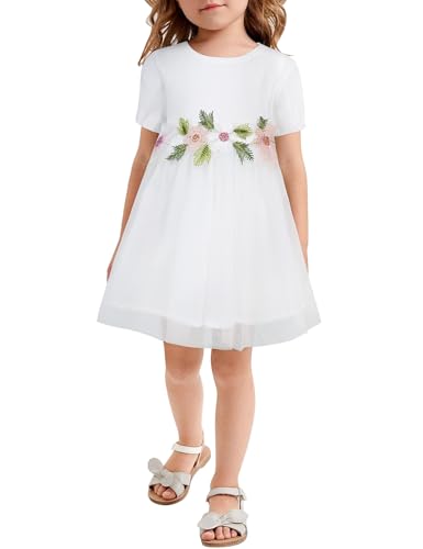 AGQT Kleider für Baby Mädchen Bestickt Tüll Tutu Blumenmädchen Kleid Blume Kleid für Hochzeit Geburtstag Party Weiß 12-18 Monate von AGQT