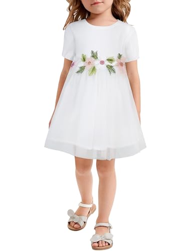 AGQT Kleider für Baby Mädchen Bestickt Tüll Tutu Blumenmädchen Kleid Blume Kleid für Hochzeit Geburtstag Party Weiß 6-12 Monate von AGQT